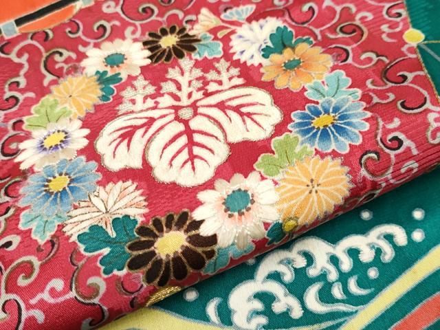 平和屋本店□極上 アンティーク 大正ロマン 訪問着 駒刺繍 南蛮船 金糸