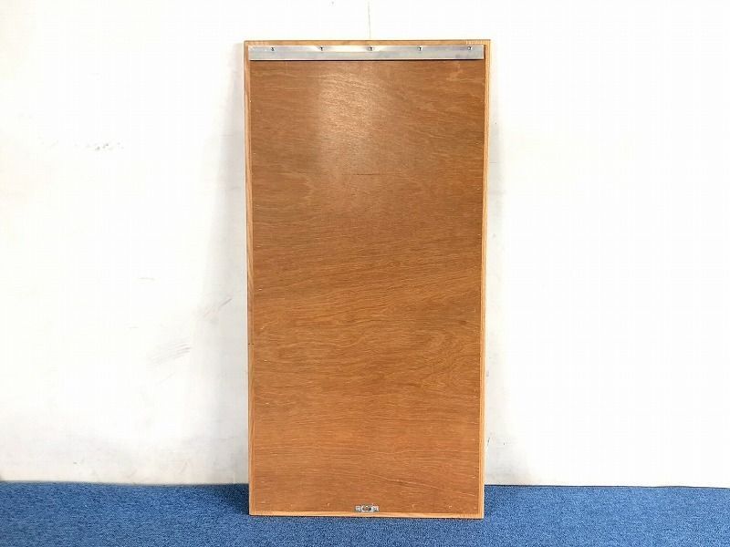 昭和レトロ 壁掛けミラー すだれ ビーズ 木製 38×104cm ビンテージ