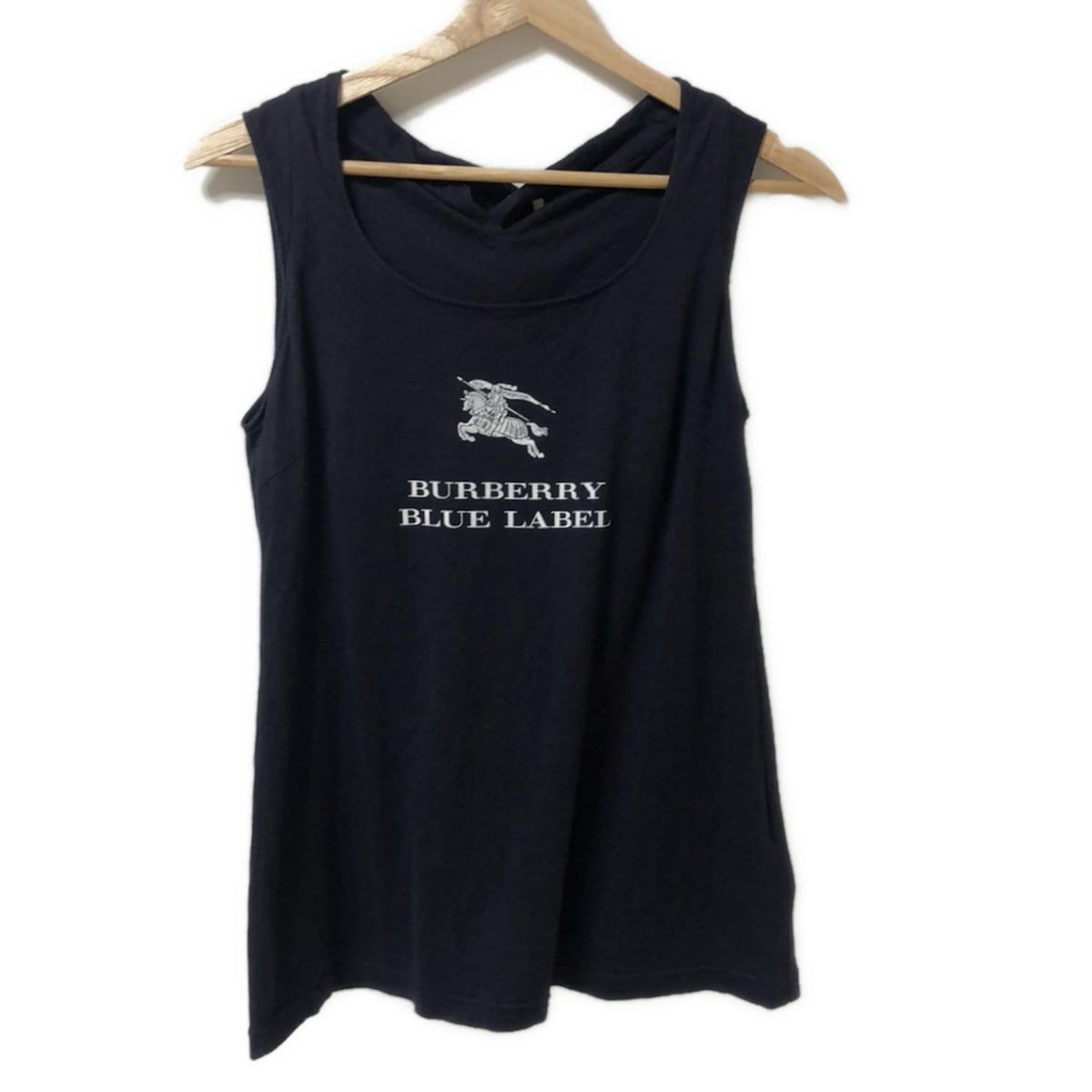 Burberry Blue Label バーバリーブルーレーベル ノースリーブカットソー サイズ38 M レディース - ダークネイビー×白