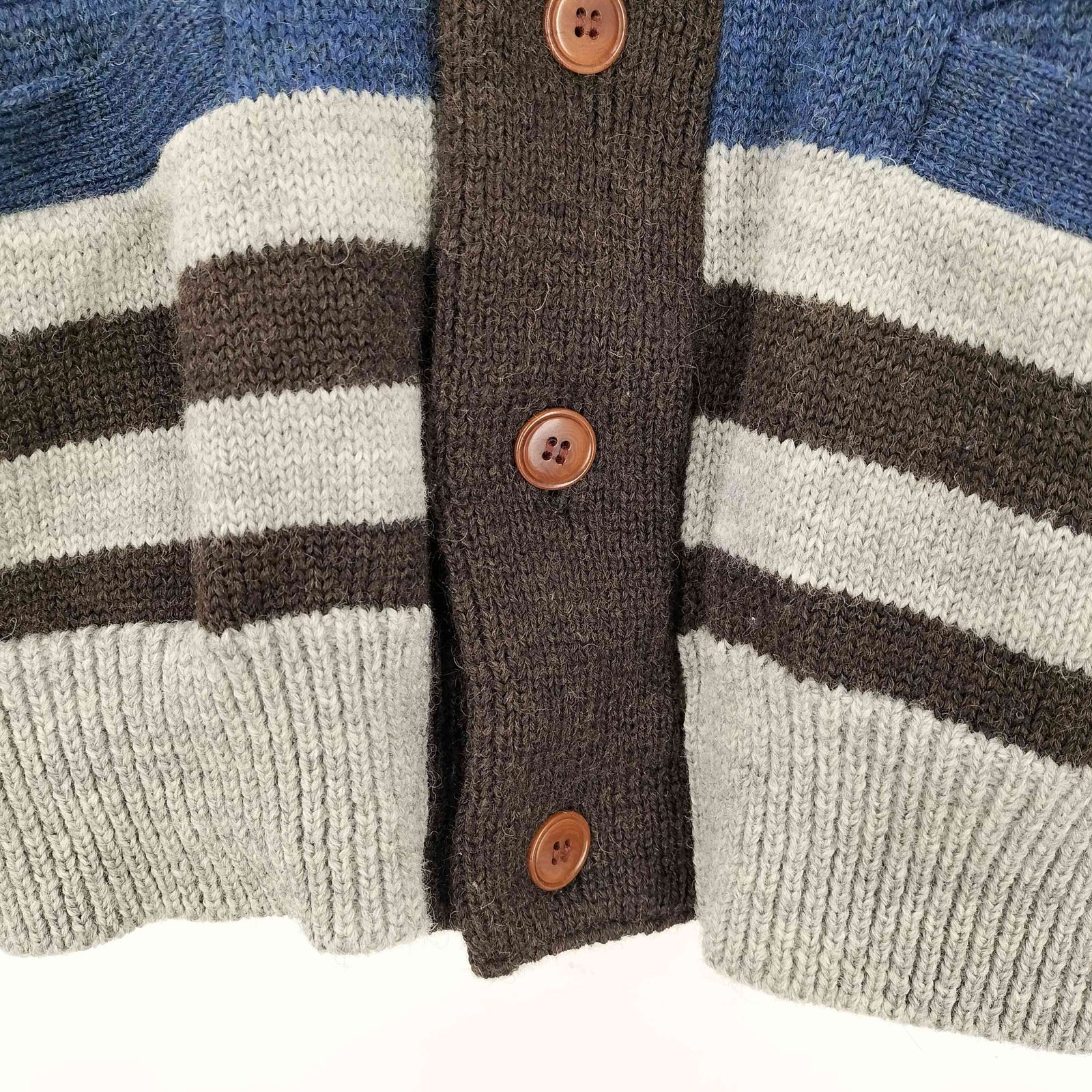 ザフラットヘッド the flat head ボーダー ウールカーディガン