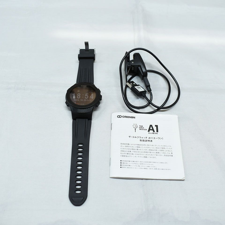 グリーンオン｜GPSナビ｜THE GOLF WATCH A1 G012 ｜ブラック｜距離測定器｜中古