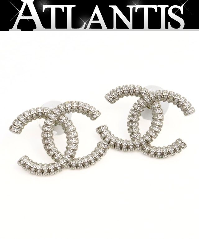 広尾店 シャネル CHANEL ココマーク ラインストーンピアス シルバー A23P 17465