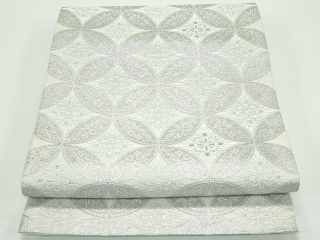 平和屋着物 上 スリーシーズン 春夏秋 西陣 丸勇謹製 六通柄袋帯 唐織 七宝花文 プラチナ箔 CZAA3905s5