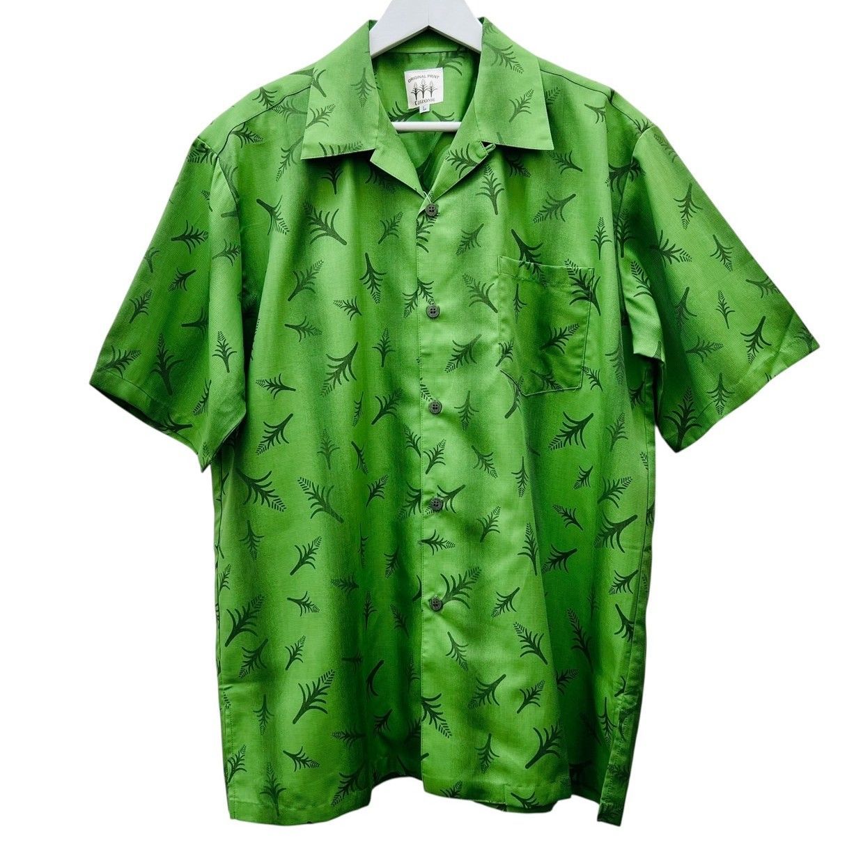 L/古着 半袖 シャツ メンズ 00s コットン ベージュ他 カーキ 25jun10