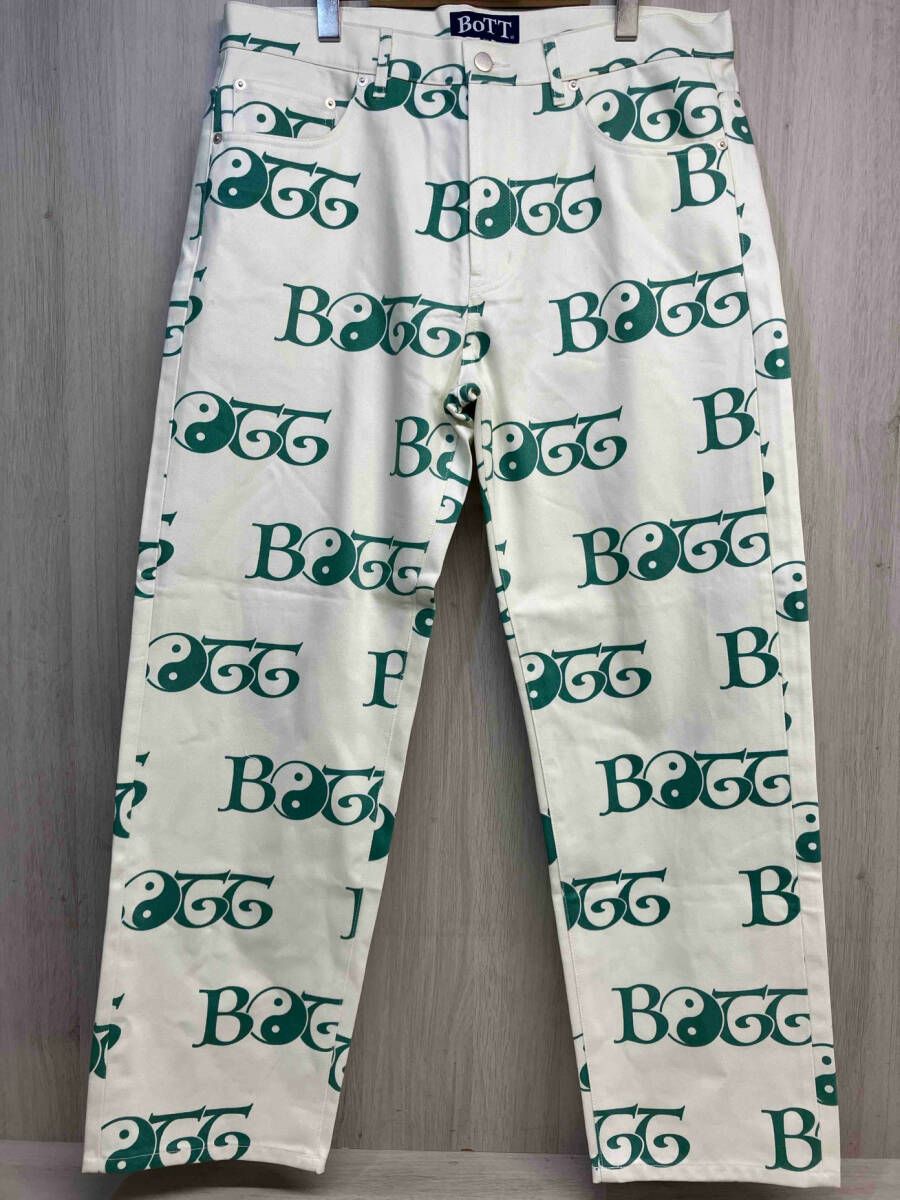 BOTT ボット 231BoTT04 ストレート デニム パンツ 2Y Denim Pant XL 34 総柄 アイボリー グリーン ナチュラル メンズ