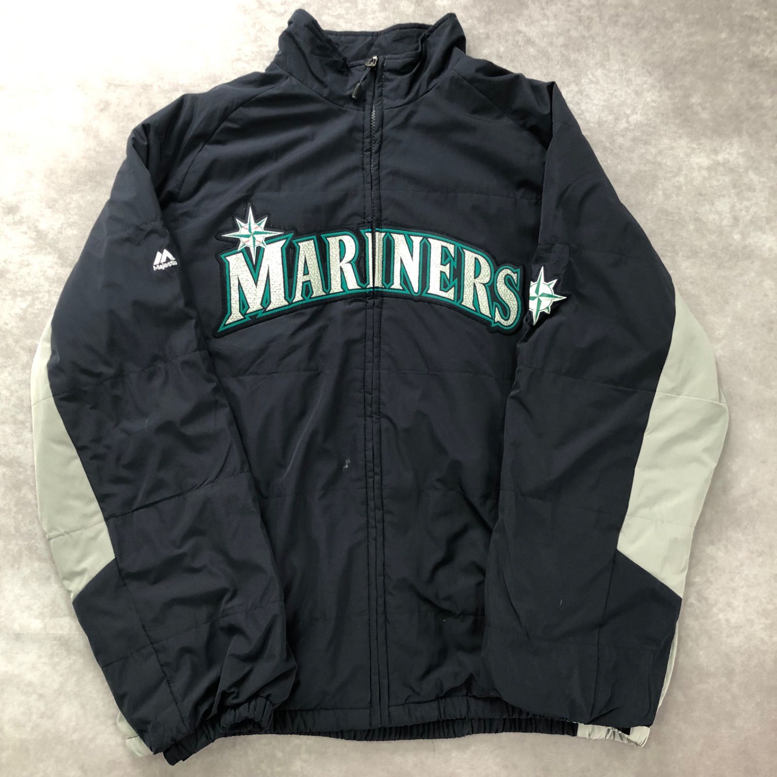 Majestic マジェスティック ベースボールジャケット スタジャン ブルゾン MLB Seattle Mariners シアトル・マリナーズ  刺繍ロゴ チームロゴ - メルカリ