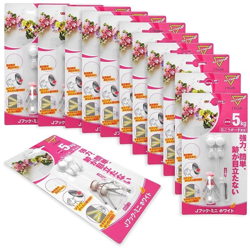 日軽産業 石膏ボードフック Jフックミニ ホワイト 24Pセット(2個入×12)