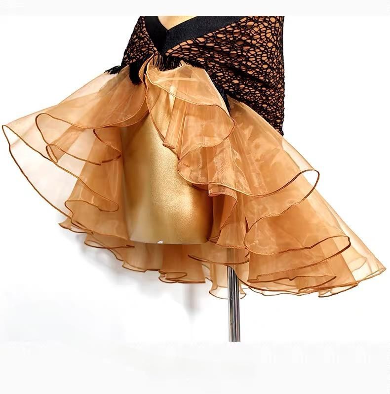 社交ダンスドレス ベリーダンス衣装 ラテンダンス 練習着 ステージ衣装 フリンジスカートセット オレンジ LLC-HASEGAWATOSO_COM