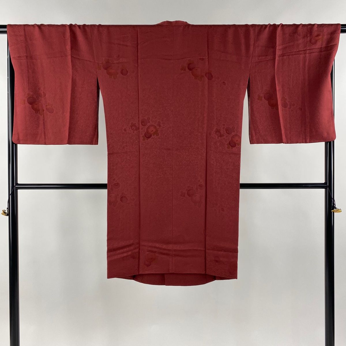 道行 身丈102cm 裄丈69cm L 和装コート 角衿 万寿菊 赤紫 正絹 名品