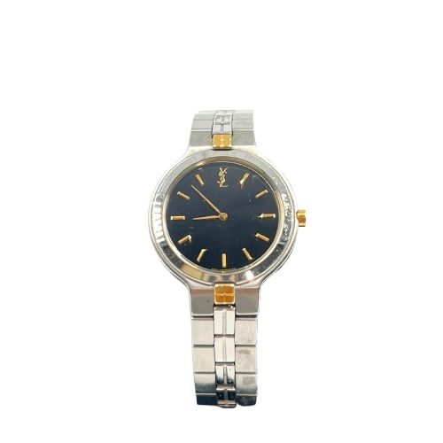 YSL イヴサンローラン 5421-H13839Y QZ 腕時計 稼働品 黒文字盤