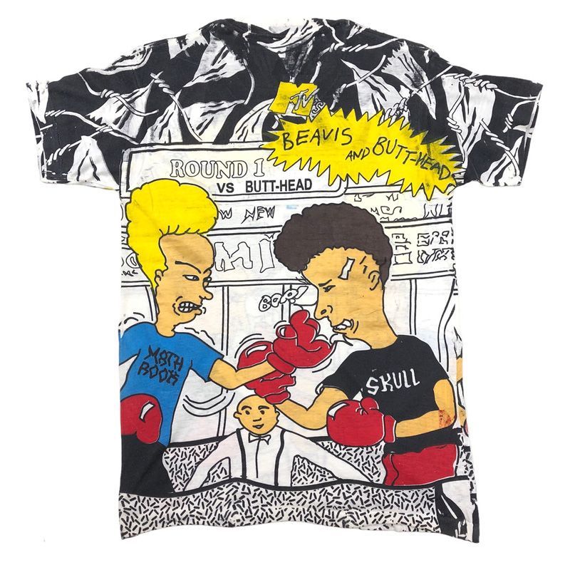 ビーバス・アンド・バットヘッド オーバーサイズTシャツ 白 超美品】ビーバス＆バットヘッドTシャツ アメコミ 白 半袖 MTV M