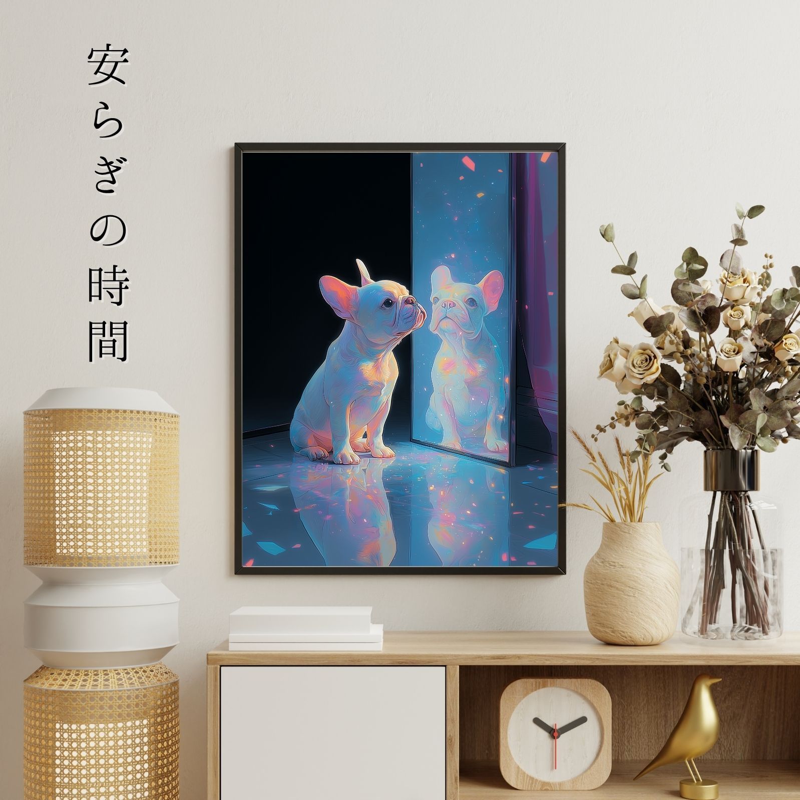 名入れOK リフレクション - フレンチブルドッグ フレブル犬 No.3 アートポスター ペットロス うちの子記念日 北欧 ナチュラル モダンインテリア WWW_GEBZETESISAT_COM_TR