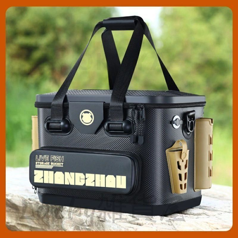 釣り バケツ 釣り用ケース タックルバッカン ロッドホルダー付き 釣りボックス 多機能 40L 大容量 EVA素材 防災 収納コンテナ タックルバッグ 釣り バケツ 釣り用ケース タックルバッグ バッカン ロッドホルダー
