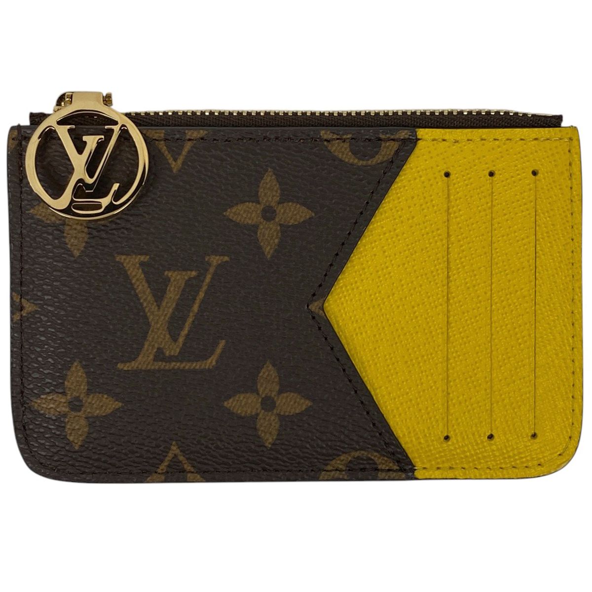 ルイ ヴィトン Louis Vuitton ポルト カルト ロミー 小銭入れ カードケース モノグラムリバース ブラウン ジョーヌ イエロー M81882 レディース