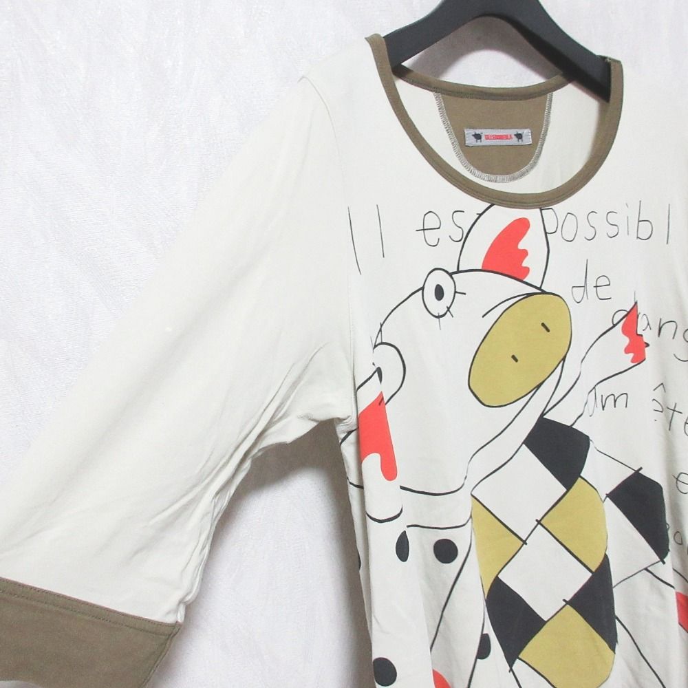 良品 OLLEBOREBLA アルベロベロ オレボレブラ ぶたさん プリント フレアカットソー ベージュ レディース 古着 中古 良品 OLLEBOREBLA アルベロベロ オレボレブラ ぶたさん プリント