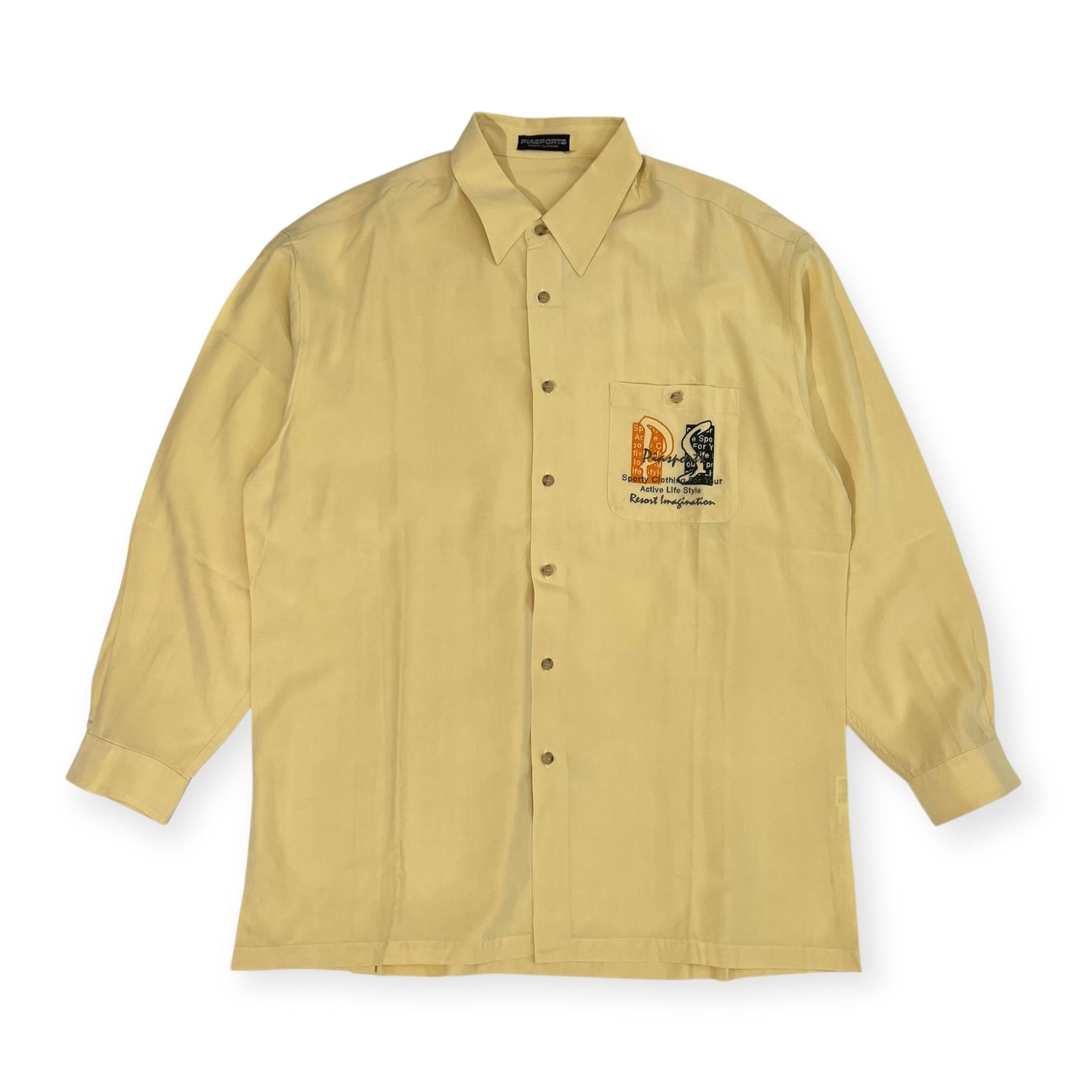 PIA SPORTS ピアスポーツ 刺繍デザイン 長袖シャツ 5/イエロー メンズ  
