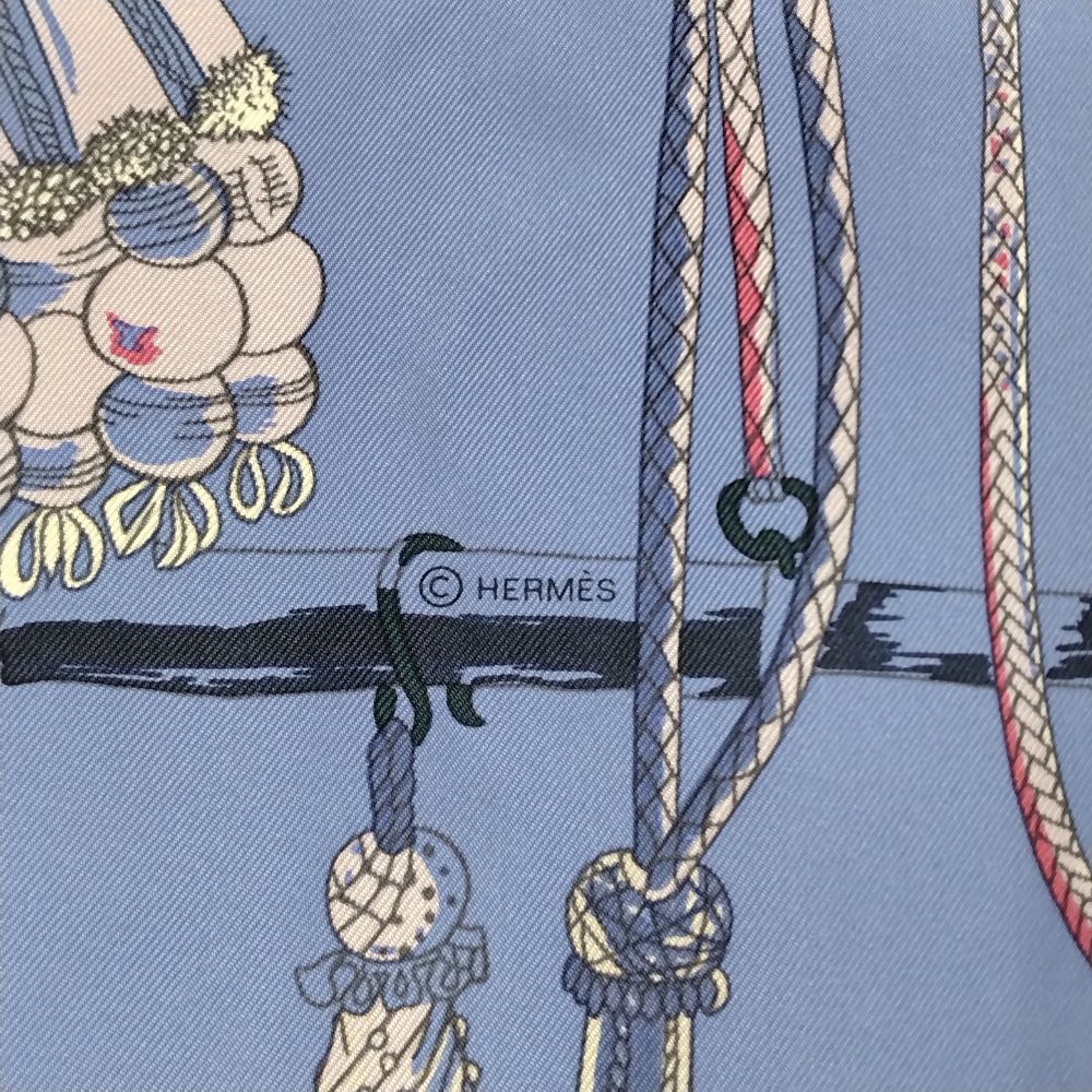HERMES エルメス スカーフ 紐飾り シルク カレ 90 HERMES Vintage Silk Scarf Carre 90 SPRINGS エルメス シルク