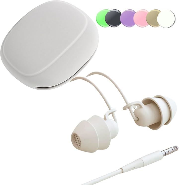 Lunache ✦ルナシェ✦ 睡眠用耳機 有線 耳朵不痛 翻身也不痛 助眠用 柔和色系 邊睡邊聽 學習 睡覺時用 3.5mm iPhone 手機 睡覺專用 ASMR (白色+附收納盒) 的縮圖