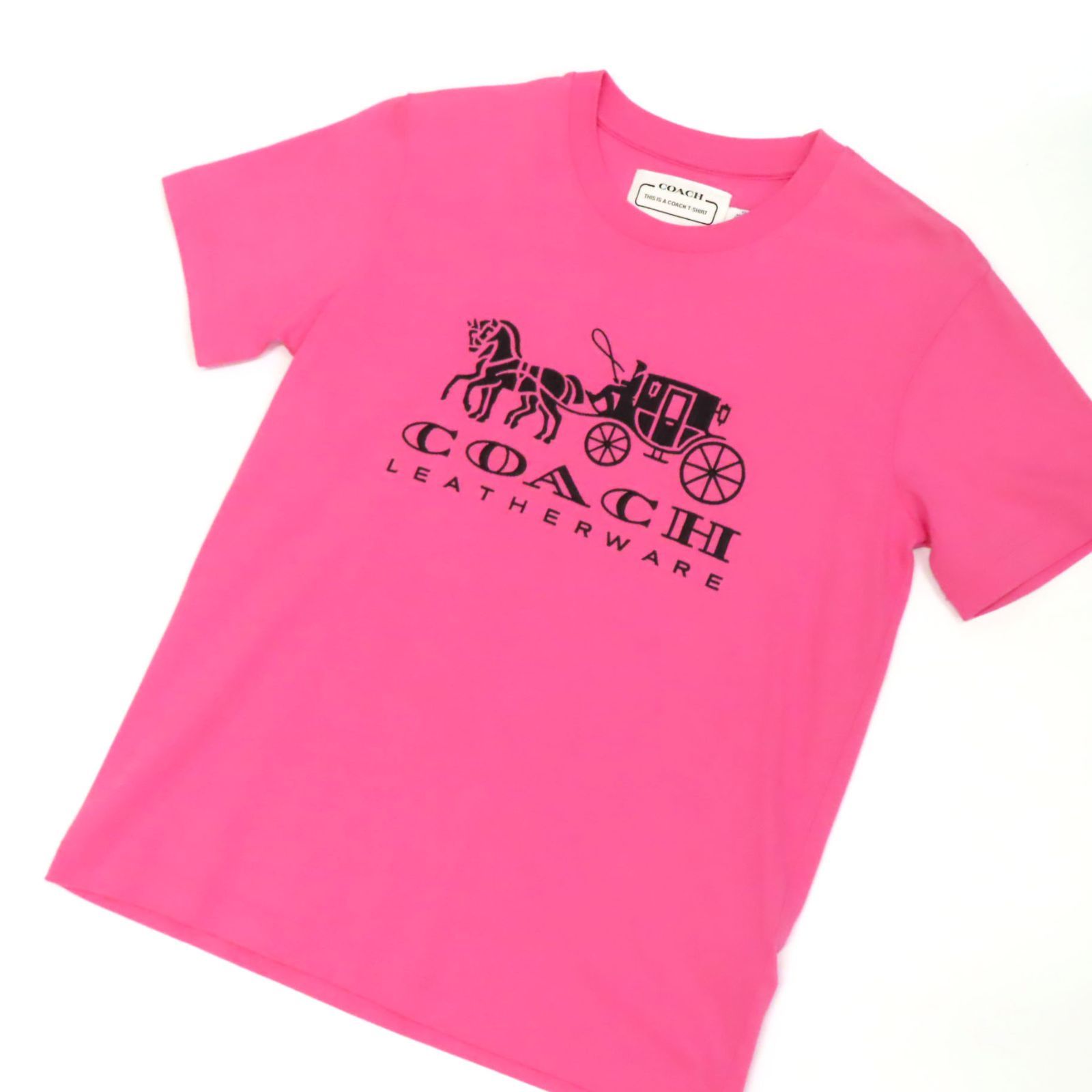 11606 美品 COACH コーチ BIG 馬車ロゴ刺繍 コットン 丸首