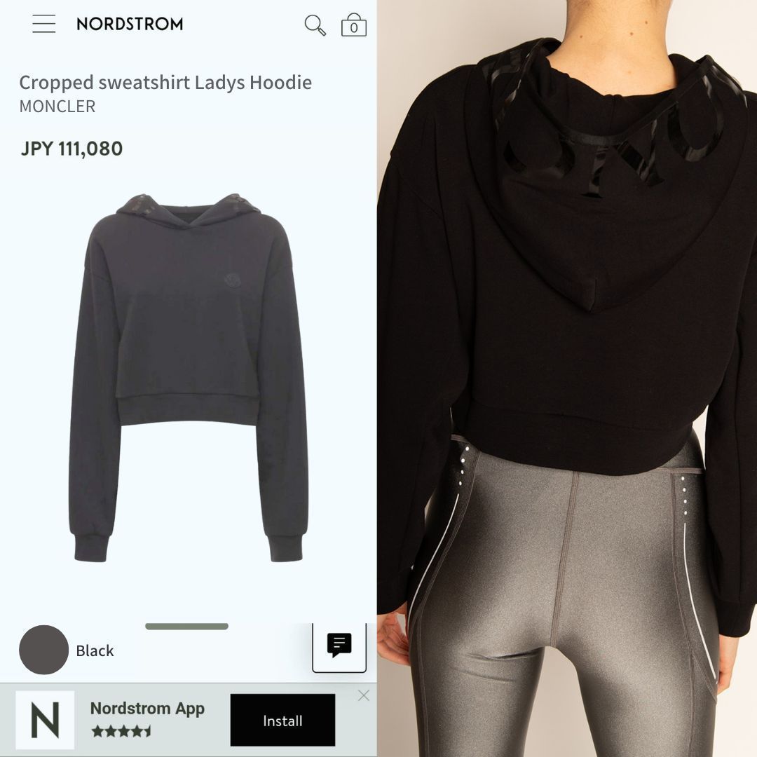 新品未使用品☆MONCLER Cropped Hoodie パーカー L 黒色 定価9万円！！☆新品未使用タグ付き品☆ MONCLER Cropped