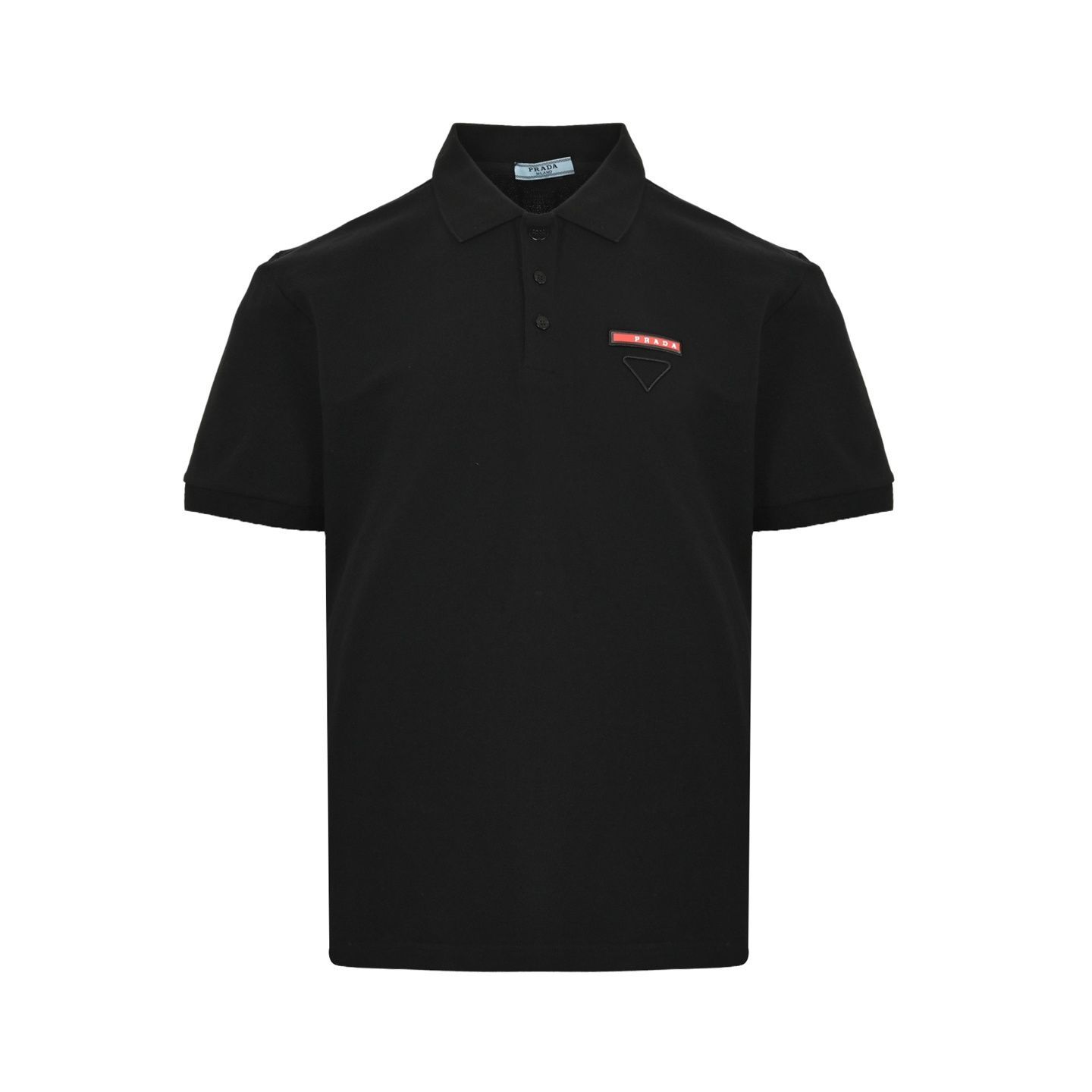 今日WTO】Prada 25ss レッドシリコーンテープ三角刺繍ポロ半袖