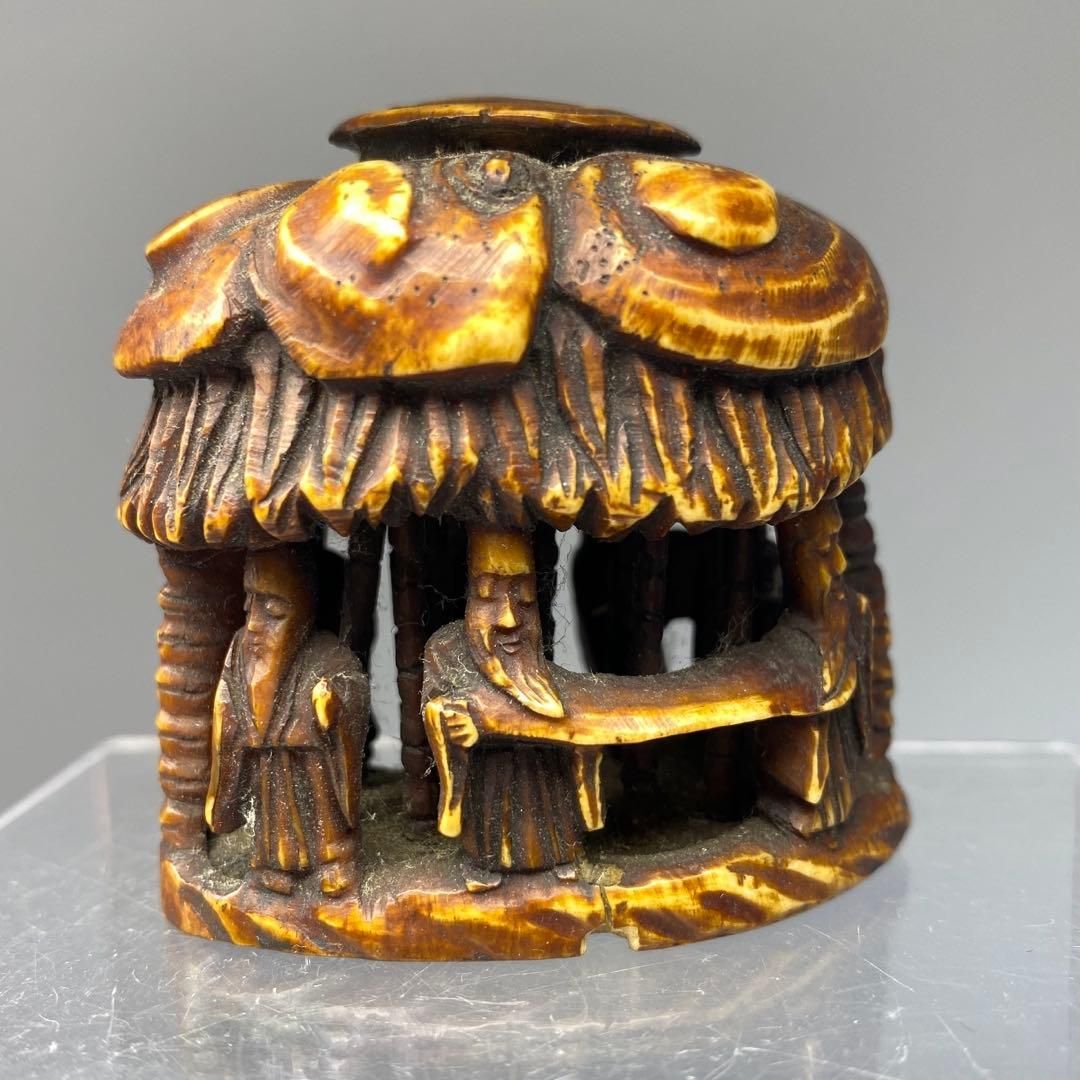 時代特大人物透彫根付