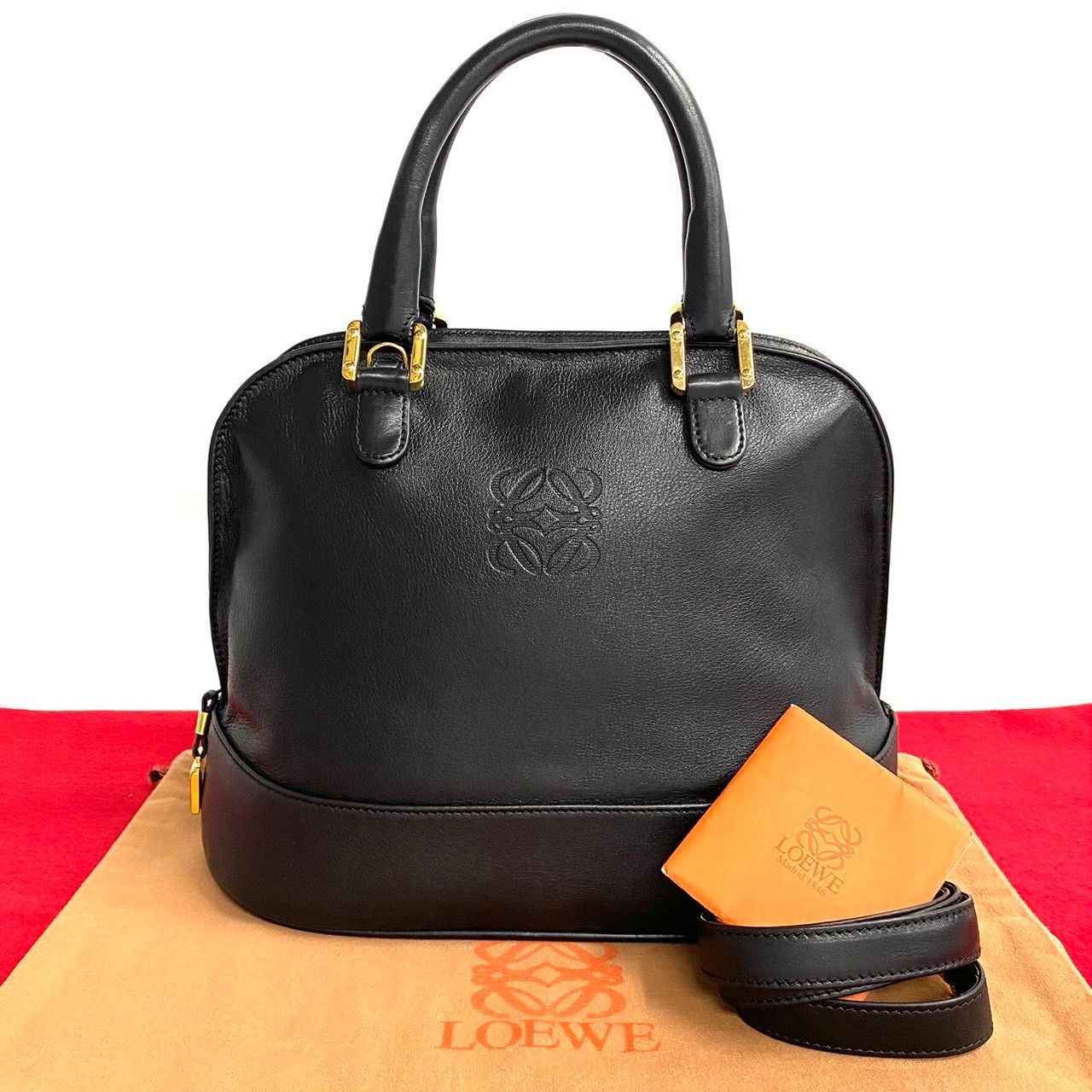 ほぼ 未使用 LOEWE ロエベ ヴィンテージ アナグラム ロゴ レザー 2way