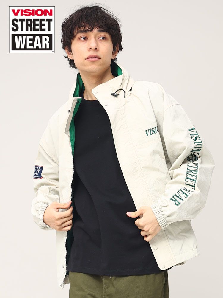 VISION STREET WEAR (ヴィジョンストリートウェア) 刺繍 フード フルジップ スケーターズ ジャケット 3305003 アイボリー