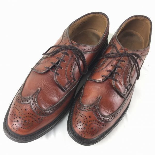 試着交換OK！USA製Vintage/ジョンストン＆マーフィー【size9.5D　27.0-27.5〈ブラウン/茶/BROWN】ロングウイングチップ　ビジネスシューズ//men's 菅NO.メZB-136 試着交換OK！USA製Vintage/ジョンストン＆マーフィー【size9.5D 27.0