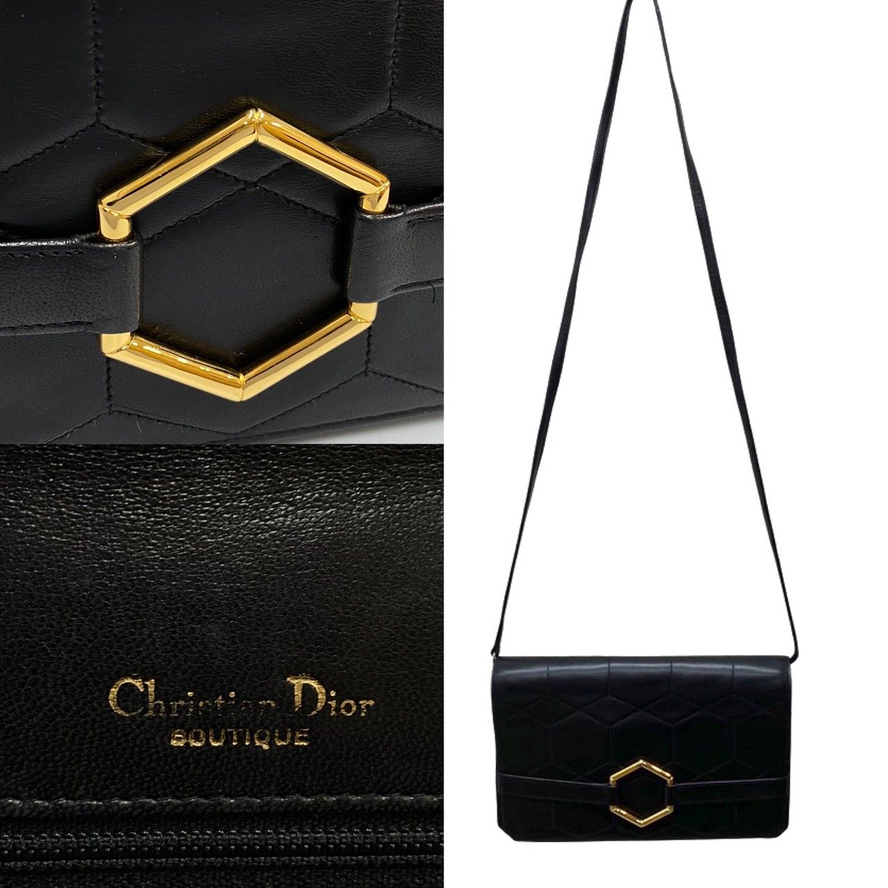 極 美品 保存袋付 Christian Dior ディオール ハニカム 金具