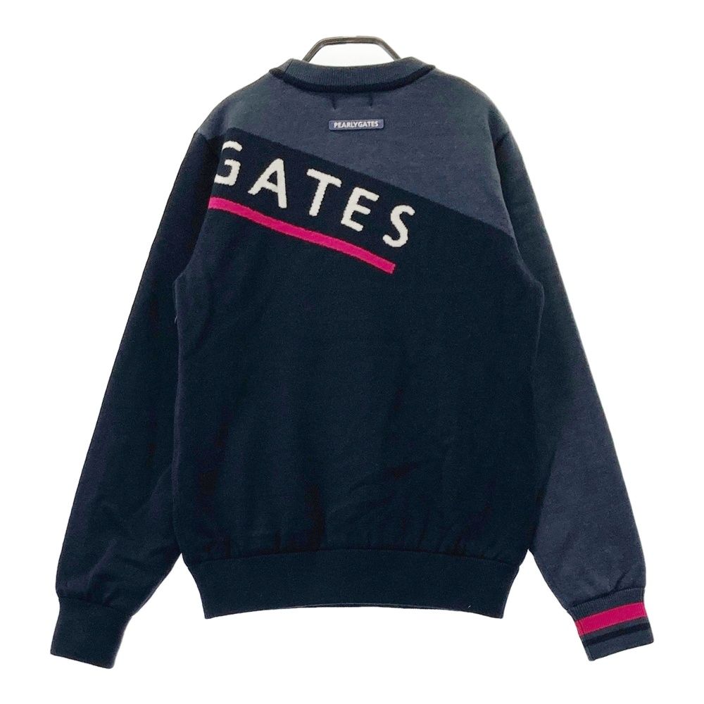 サイズ 0 PEARLY GATES パーリーゲイツ 裏地付ニットセーター ウール混 ネイビー系 240101451322 ゴルフウェア レディース ストスト
