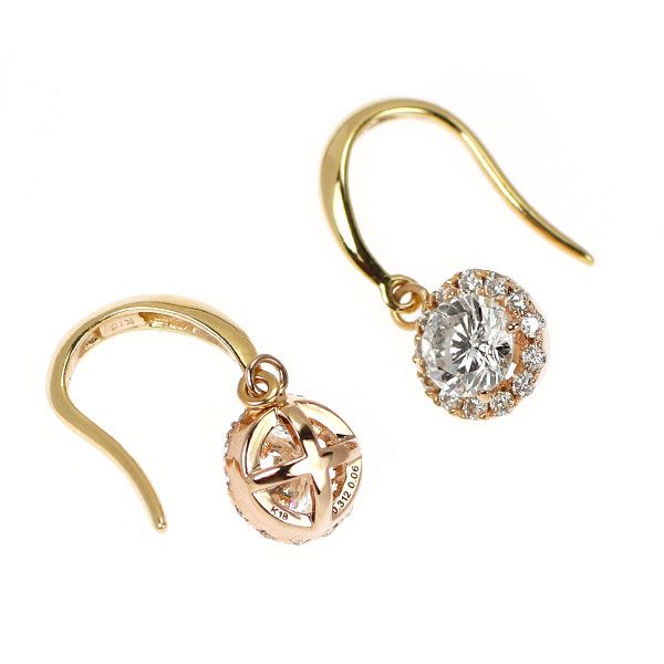 K18YG PG ダイヤモンド ピアス 0.633ct D0.12ct