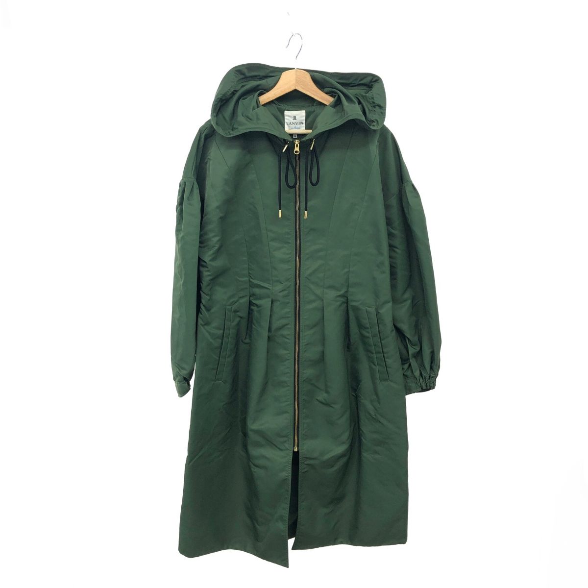 良好 LANVIN en Bleu ランバンオンブルー ナイロンツイルフーディー コート サイズ 38 3396101 カーキ レディース 240001138649