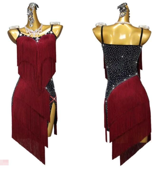 ラテンドレス　社交ダンス　競技　デモ　ラテンダンス衣装 完成品☆社交ダンス衣装・ラテンドレス（競技・デモ用）】新品