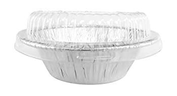 (50) - Disposable Aluminium 10cm Deep Mini Pie/Tart Pan with Clear Dome Lids 1152P (50)