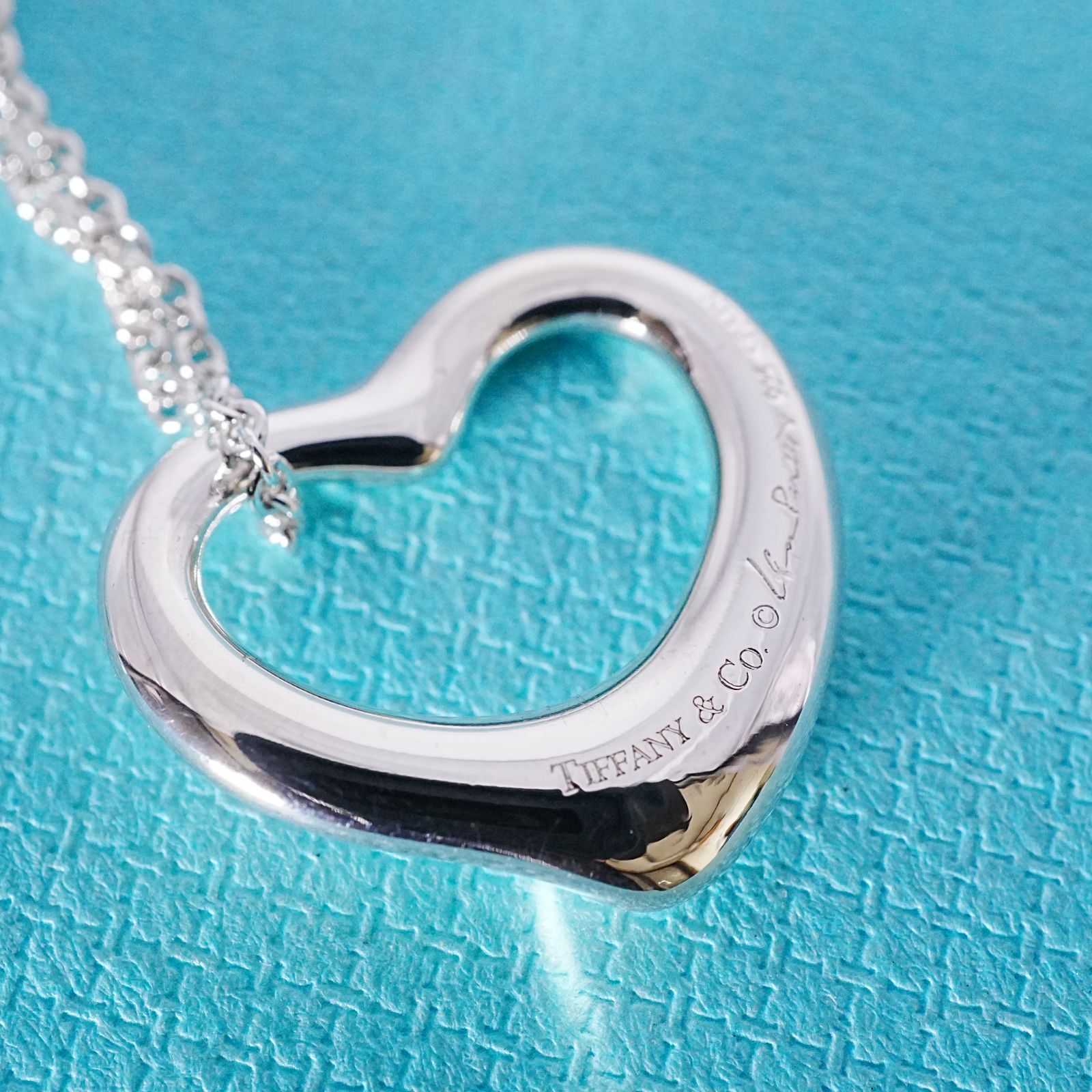 極美品22mm ティファニー ラージオープンハート ネックレス/25-991S