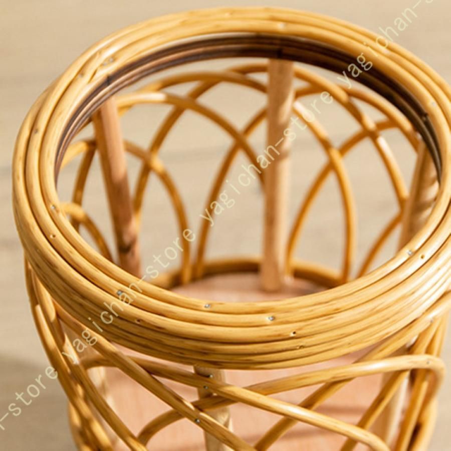  鉢カバー おしゃれ ラタン プランターカバー 花台 フラワースタンド かわいい 観葉植物 物入れ 収納グッズ ナチュラル 籐製 脚付きプランタ ソーサー 受け皿 鉢 プランター