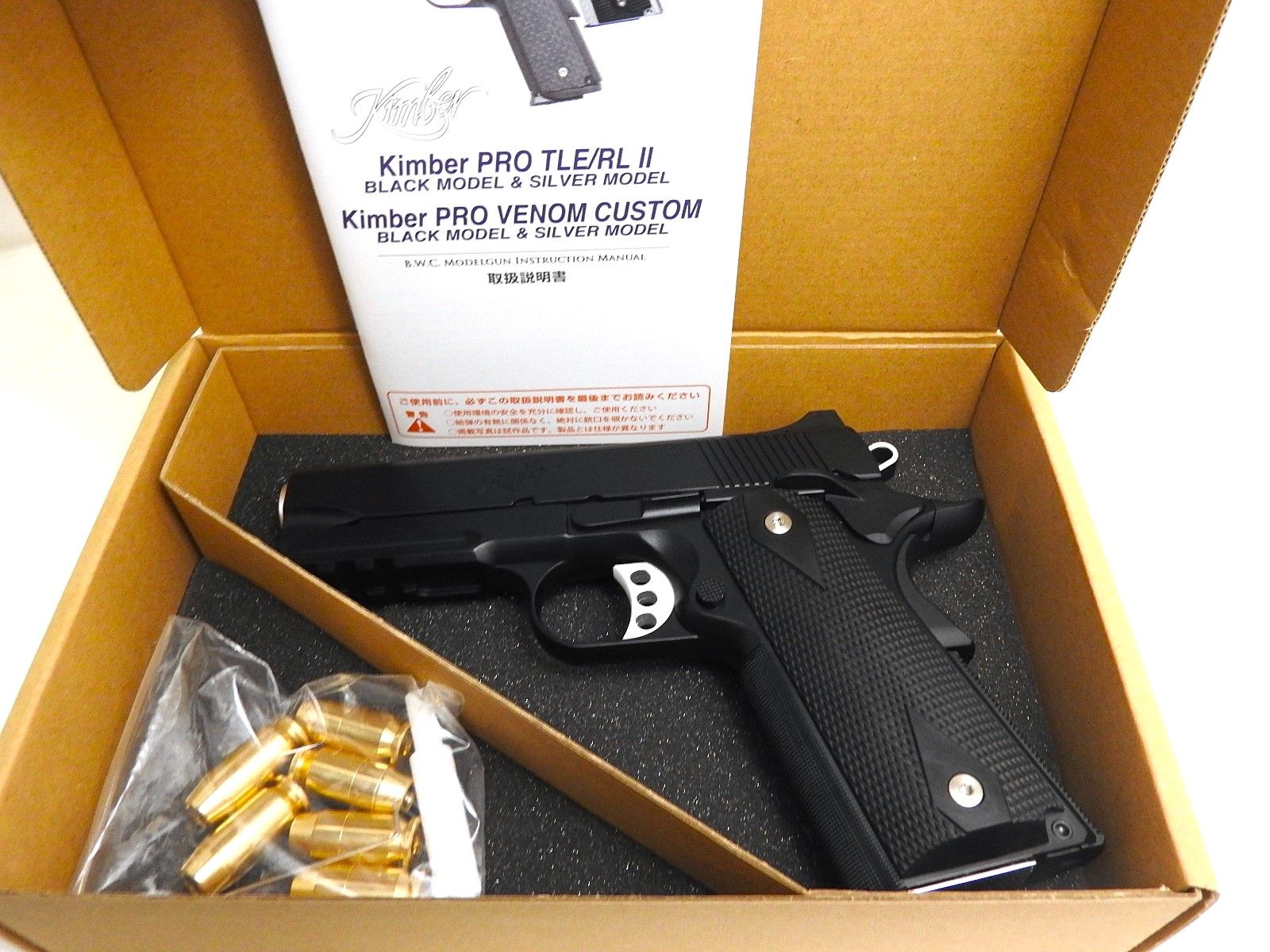 【中古】BWC キンバー プロ Kimber Pro TLE/RL II ブラック モデルガン ダブルキャップ 45CP カートリッジ 6発付 未発火 新品同様