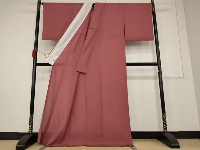 平和屋着物 夏物 人間国宝 羽田登喜男監修 色無地 絽 銀朱色 高島屋扱い 洗える着物 AABB0640st