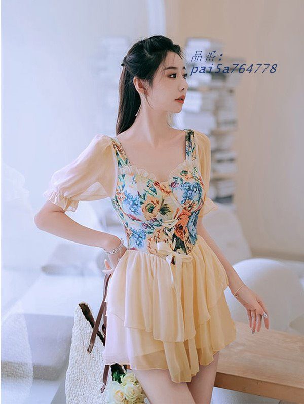 ワンピース水着 ぽっちゃり 大きいサイズ 露出控えめ 体型カバー レディース 花柄 pai5a764778