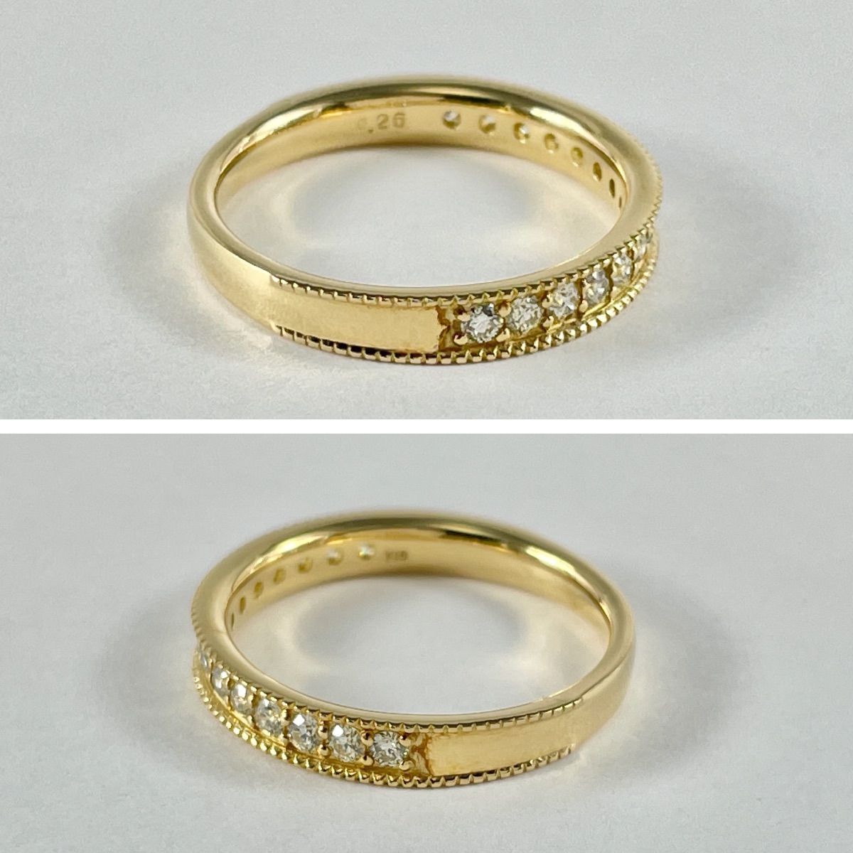 K18 天然ダイヤモンド 0.26ct ハーフエタニティリング - メルカリ