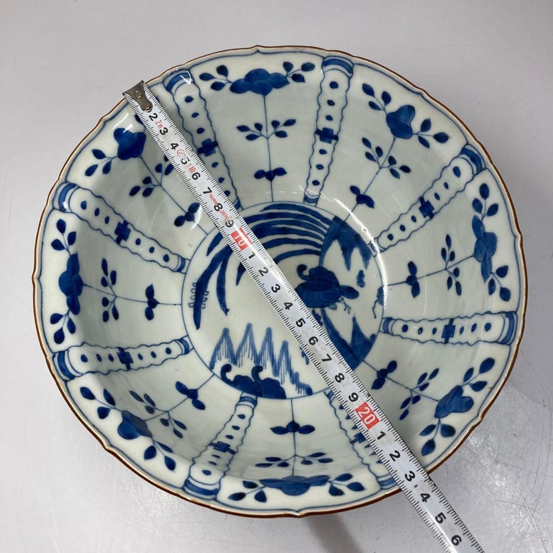 酒井田柿右衛門　染付鉢　丼　角福　木箱付　幅23.2㎝　東Y5-1214☆2F 酒井田柿右衛門 染付鉢 丼 角福 木箱付 幅23.2