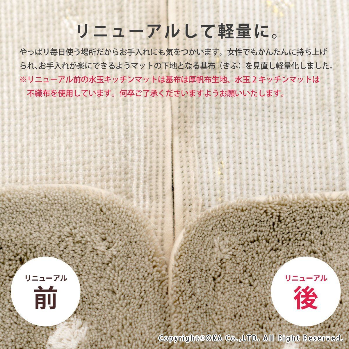 数量 キッチンマット 水玉2 約60 180 cm オカ グレー