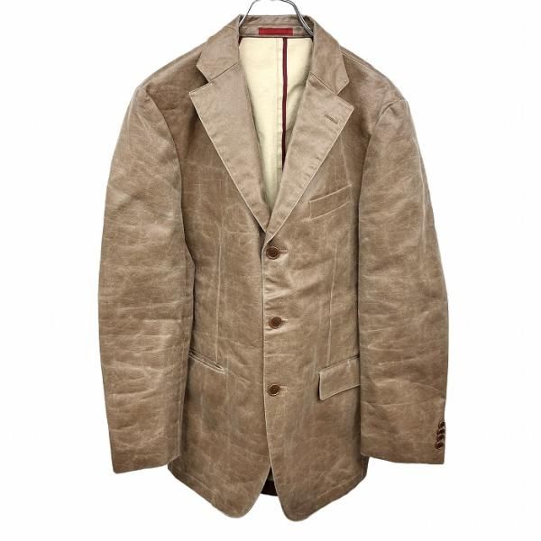古着 23区 HOMME ニジュウサンク オム フェイクレザー テーラードジャケット 表側 アクリル |裏側 綿×ポリ|袖裏 ポリ 50 C96-102 ブラウン メンズ