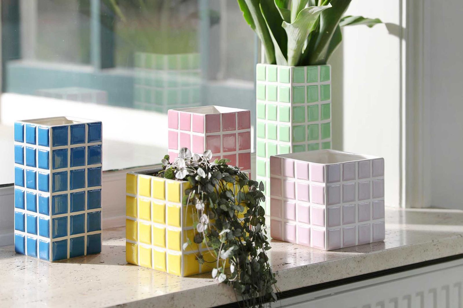 &Klevering タイルフラワーベース　ブルー★★★★★ &Klevering アンドクレベリン フラワーベース TILE ミント 高さ27cm