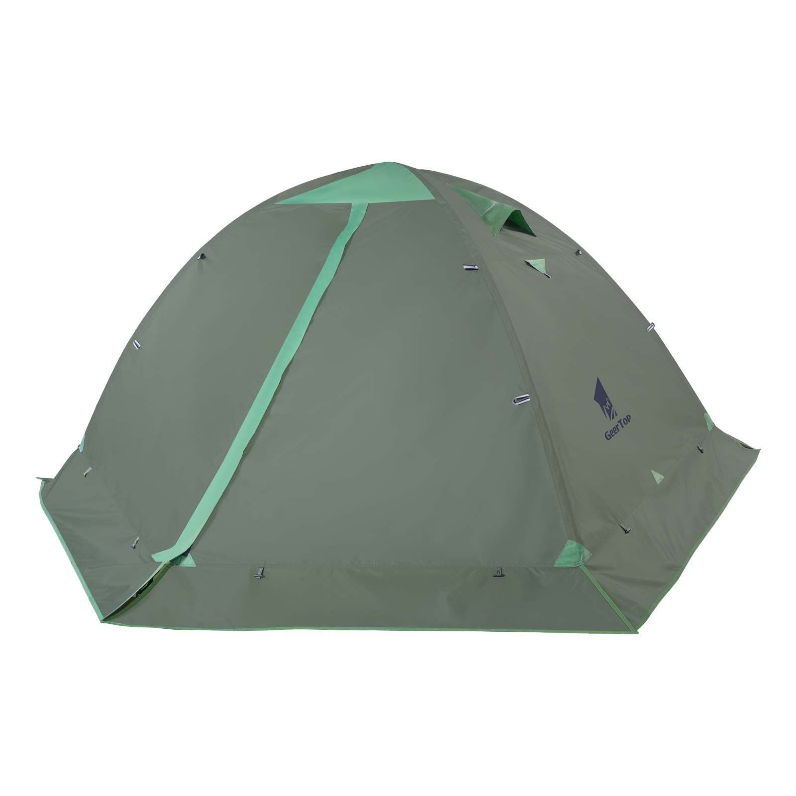 Color アーミーグリーン GEERTOP テント 2人用 ソロテント 軽量 4シーズン 二重層 耐水圧5000MM 防水 登山 スカート付き 防寒 キャンプ バイク アウトドア ツーリング 冬用 簡単設営 アーミーグリーン