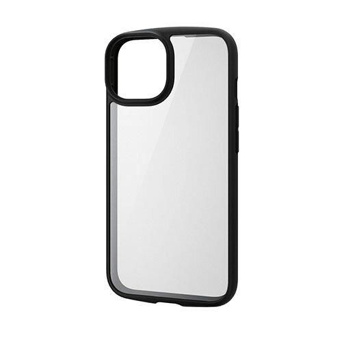 【新品・5営業日で発送】ELECOM エレコム iPhone 14／iPhone 13用ハイブリッドケース TOUGH SLIM LITE フレームカラー 背面クリア 背面ガラス ブラック ／ PM-A22ATSLFCGBK