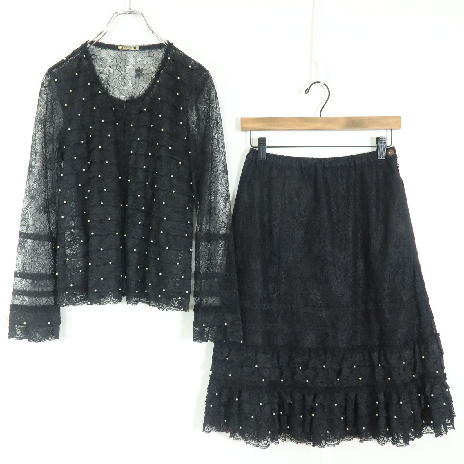 極美品】インゲボルグ☆かぶせ段々レース♪上下セット