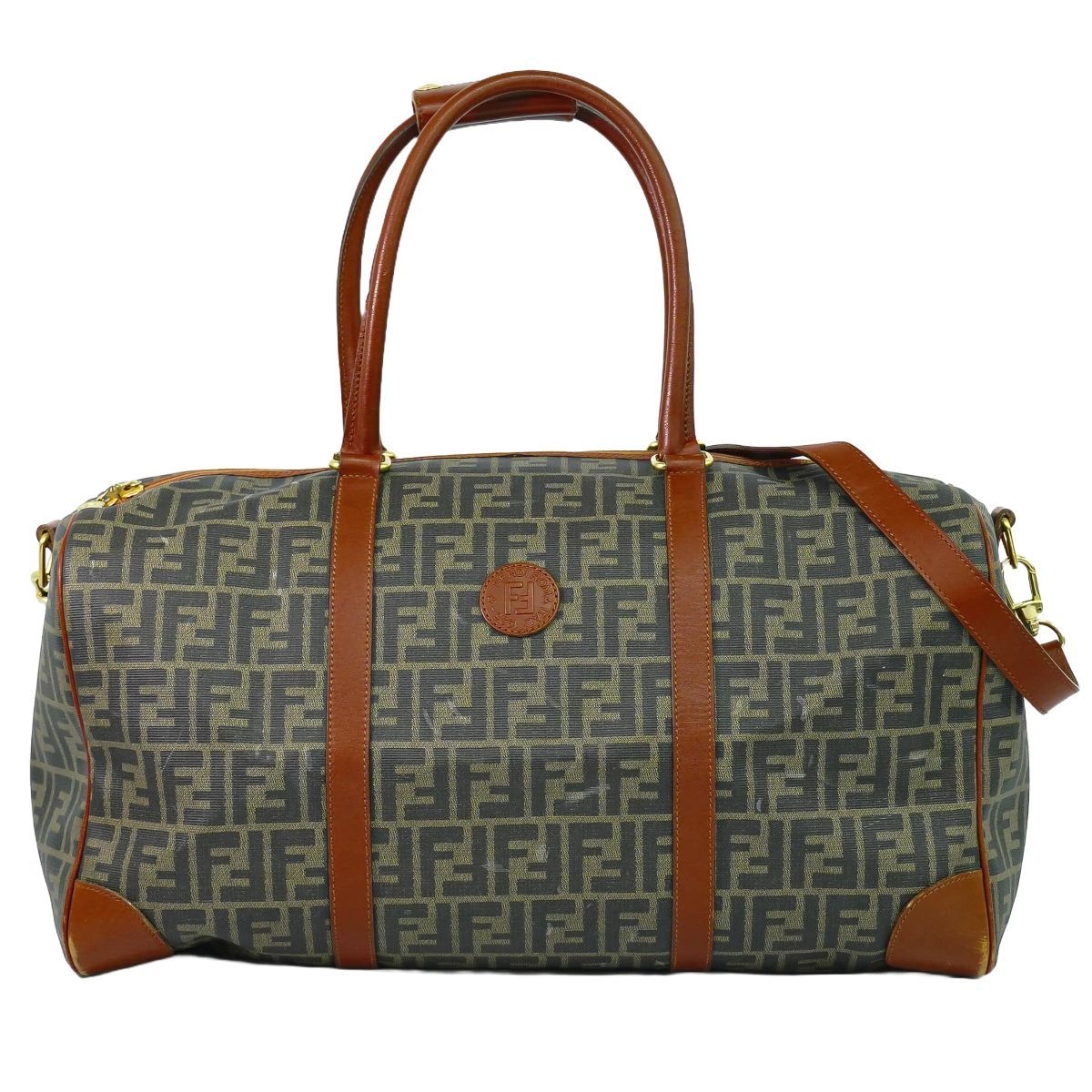 本物 フェンディ FENDI ズッカ 2WAY ショルダーバッグ ボストンバッグ  