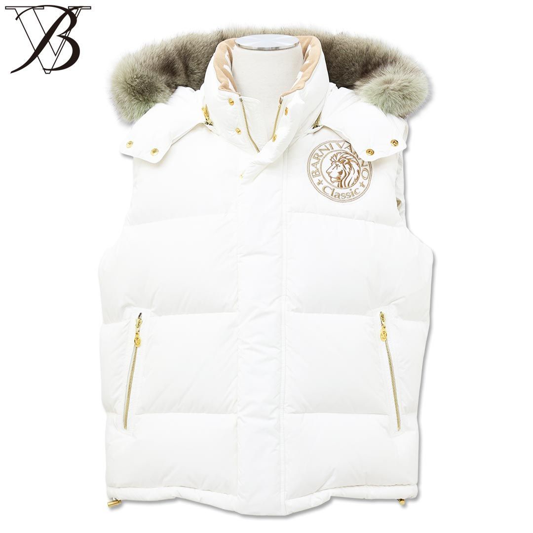 バーニヴァーノ BARNI VARNO ライオンデザインダウンベスト LLサイズ BAW-IDV3401 ホワイト 02 ジャケット アウター ベスト 秋冬